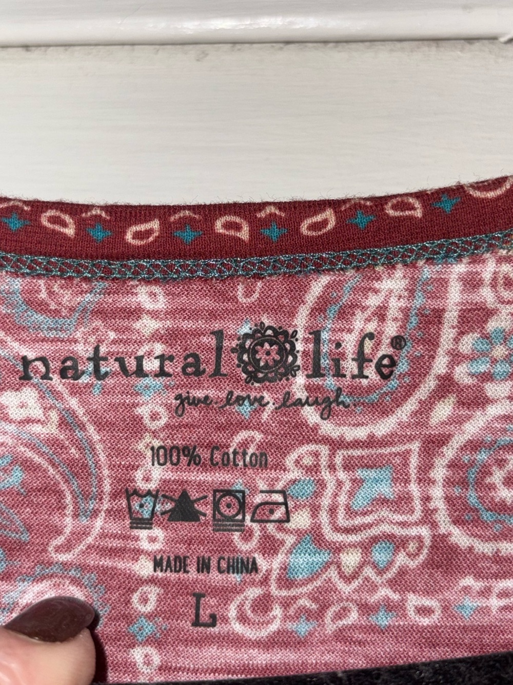 Natural Life Frankie Knit Cotton Tee Mini Dress Red Bandana Paisley Large NWT - Picture 3 of 5